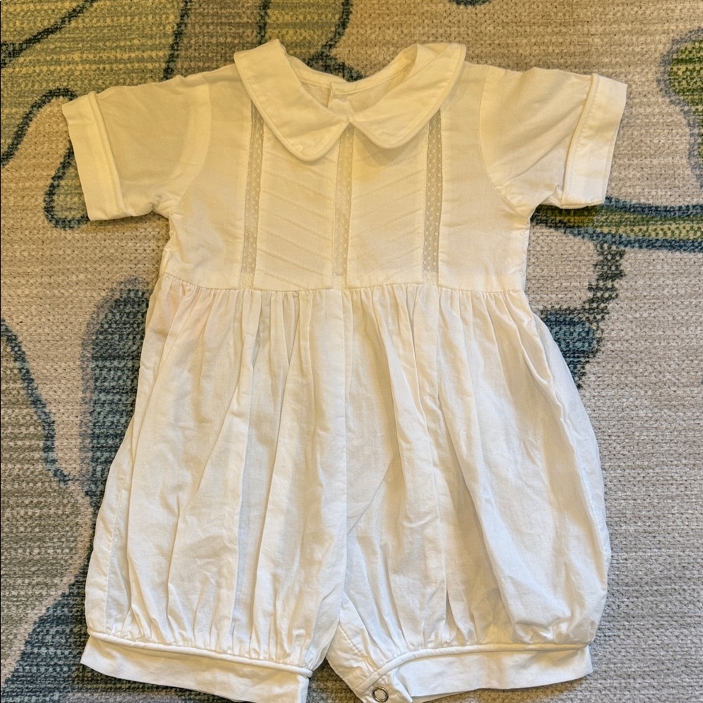 Charming White Baby Romper with Collar